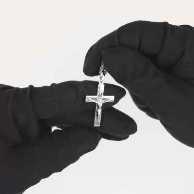 CROSS CRUCIFIX NECKLACE 925 SILVER RHODIUM PLATED