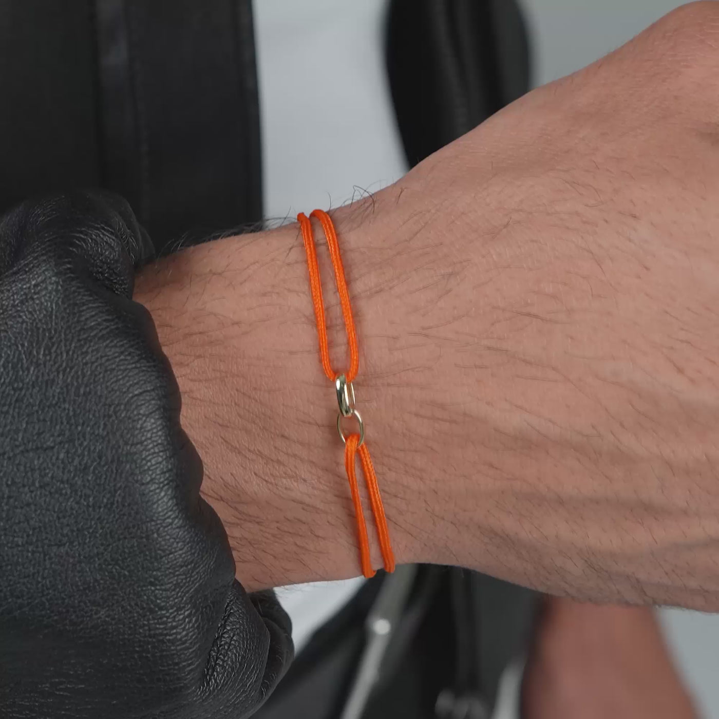 GLORY BRACELET ORANGE FABRIC BRACELET 585 GOLD