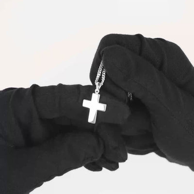 CROSS NECKLACE POLISHED 925 SILVER RHODIUM PLATED