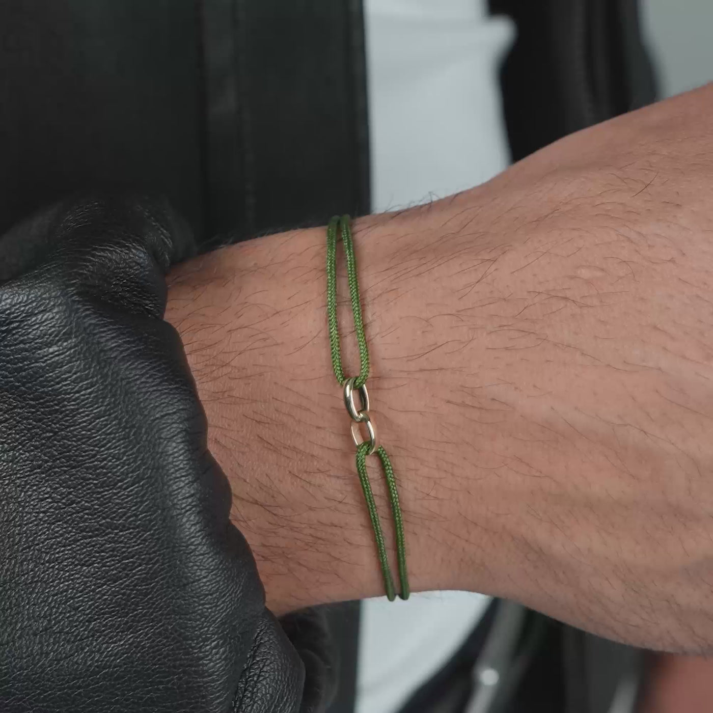 GLORY BRACELET OLIVE FABRIC BRACELET 585 GOLD