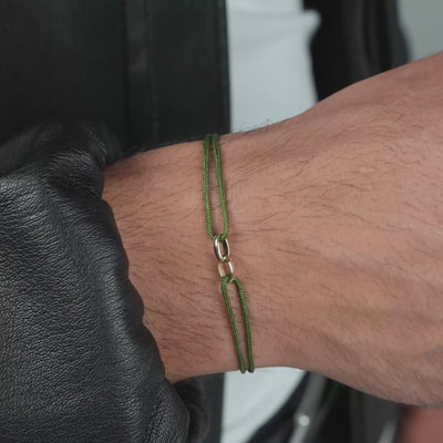 GLORY BRACELET OLIVE FABRIC BRACELET 585 GOLD