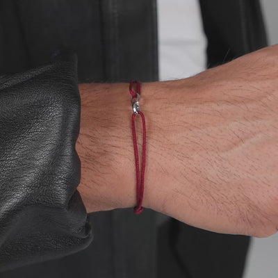 GLORY BRACELET BORDEAUX STOFFARBAND 585 WHITE GOLD