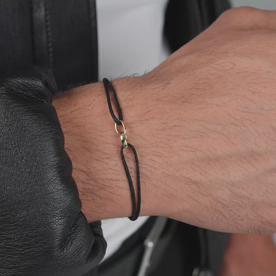 GLORY BRACELET BLACK FABRIC BRACELET 585 GOLD
