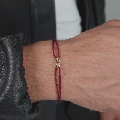 GLORY BRACELET BORDEAUX FABRIC BRACELET 585 GOLD