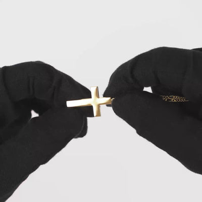 CROSS NECKLACE POLISHED 333 GOLD