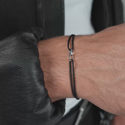 GLORY BRACELET BLACK STOFFARMBAND 585 WHITE GOLD