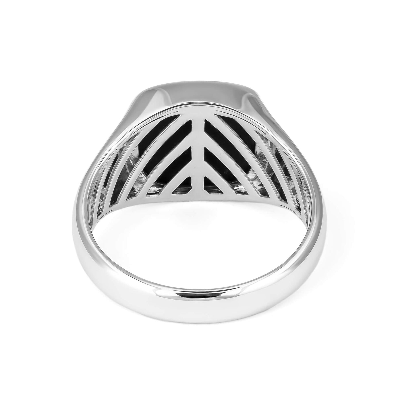 ONYX SQUARE RING 585, 750 WHITE GOLD, 950 PLATINUM