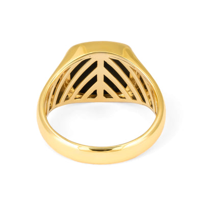 SIGNET RING BRUSHED SQUARE 585, 750 GOLD