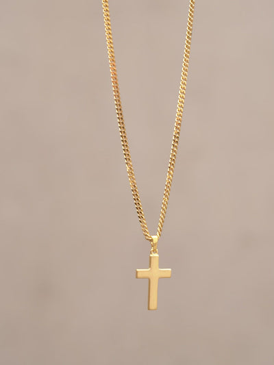 CROSS NECKLACE FROSTED 925 SILVER 18 KARAT GOLD PLATED