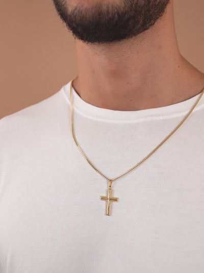 CROSS NECKLACE 925 SILVER 18 CARAT GOLD PLATED