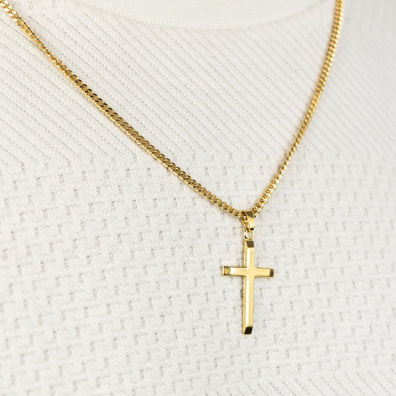 CROSS NECKLACE 925 SILVER 18 KARAT GOLD PLATED