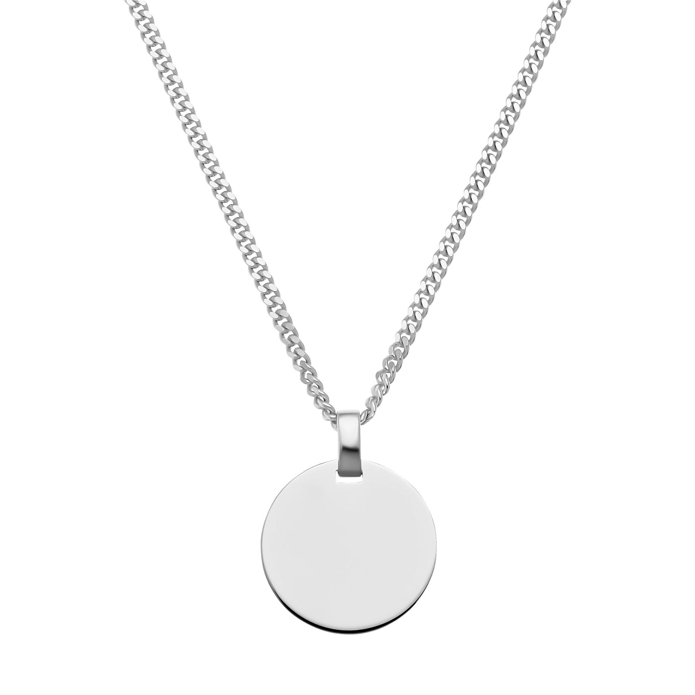 ENGRAVING PLATE ROUND NECKLACE 925 SILVER RHODIUM PLATED - IDENTIM®