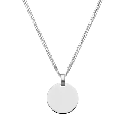 ENGRAVING PLATE ROUND NECKLACE 925 SILVER RHODIUM PLATED - IDENTIM®