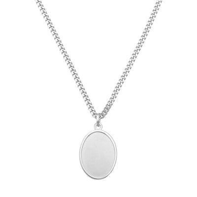 ENGRAVING PLATE OVAL NECKLACE 925 SILVER RHODIUM PLATED - IDENTIM®