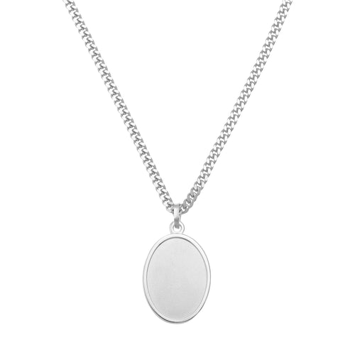 ENGRAVING PLATE OVAL NECKLACE 925 SILVER RHODIUM PLATED - IDENTIM®