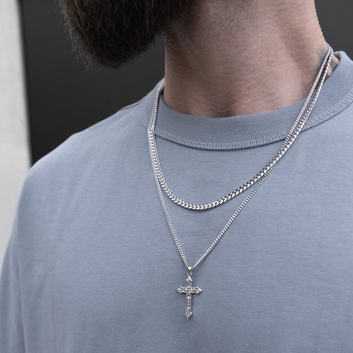 CROSS NECKLACE ORNAMENTS 925 SILVER RHODIUM PLATED - IDENTIM®