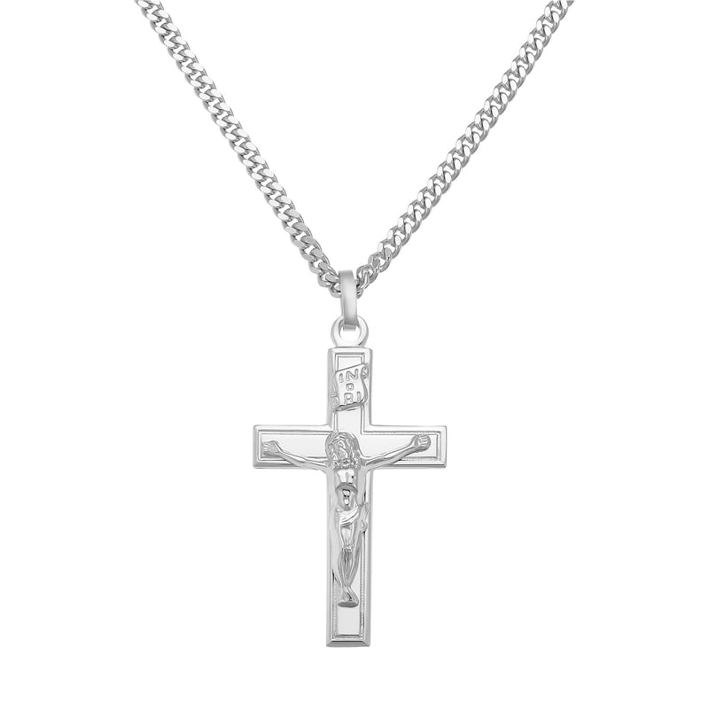 CROSS CRUCIFIX NECKLACE 925 SILVER RHODIUM PLATED