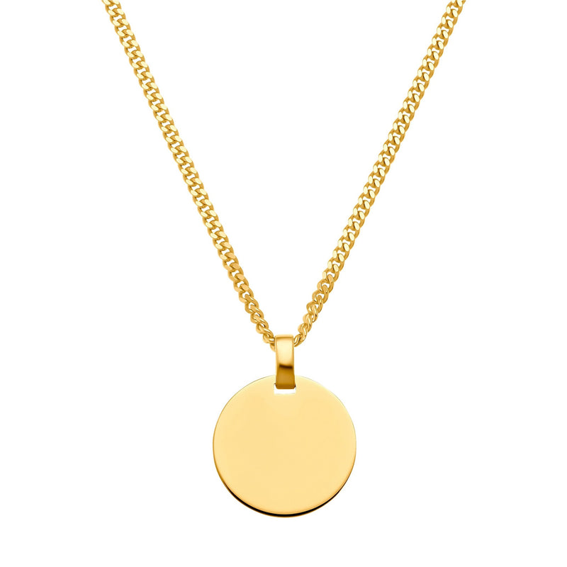 ENGRAVING PLATE ROUND NECKLACE 925 SILVER 18 KARAT GOLD PLATED