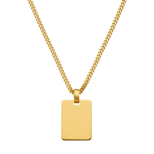 engraving plate rectangle necklace large 925 silver 18 carat gold plated - identim®