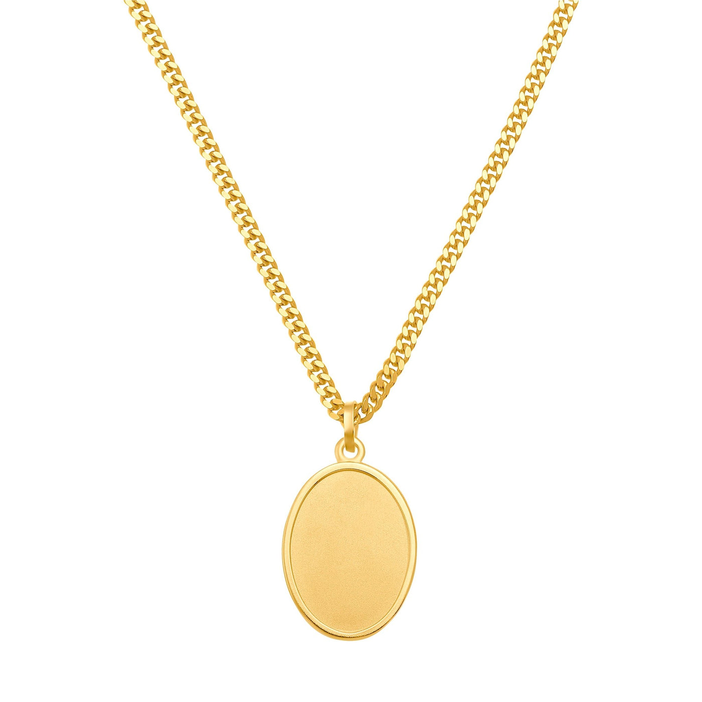 ENGRAVING PLATE OVAL NECKLACE 925 SILVER 18K GOLD PLATED - IDENTIM®