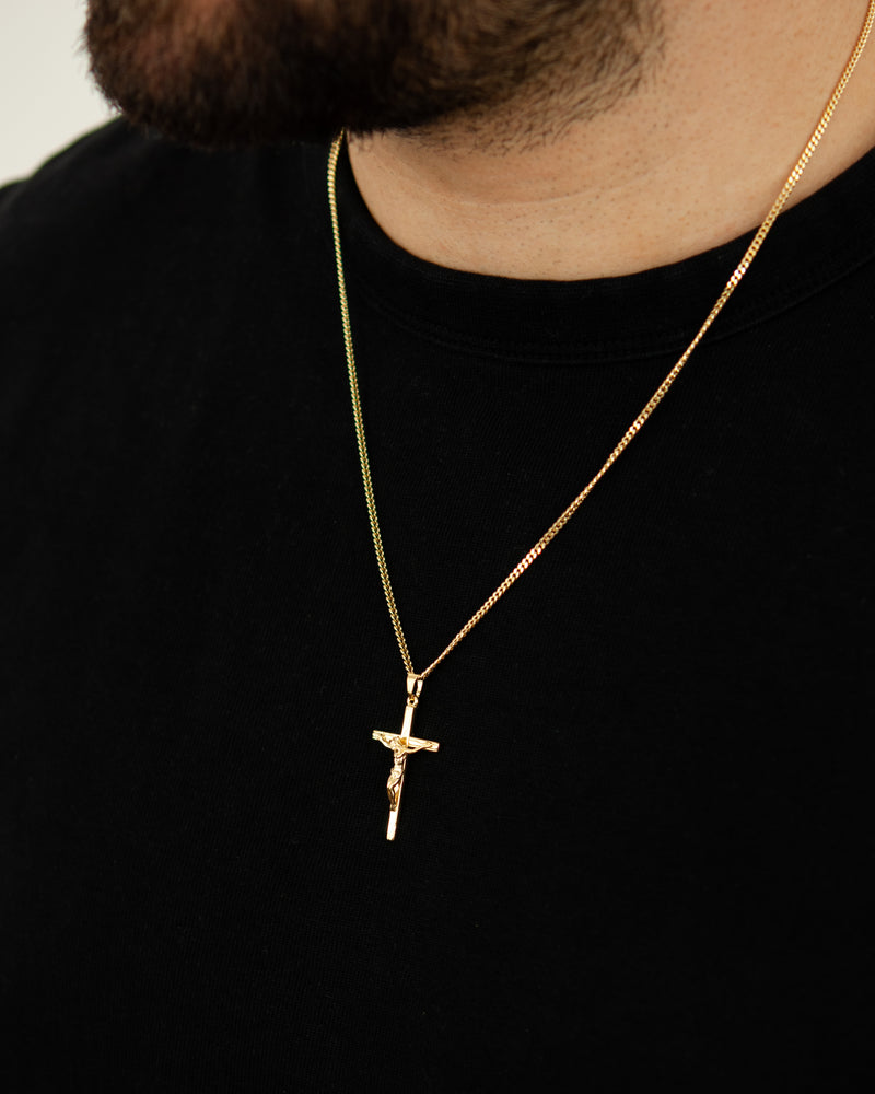 CROSS BODY NECKLACE 925 SILVER 18 KARAT GOLD PLATED
