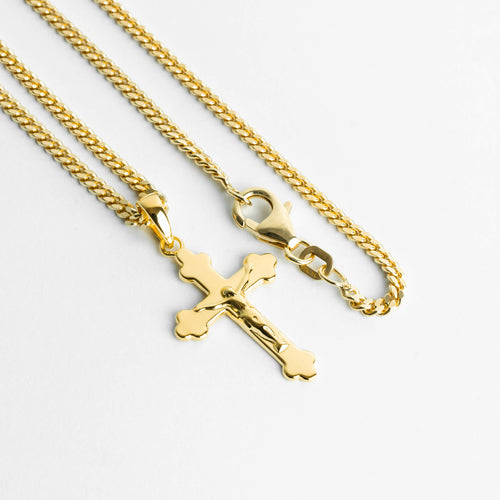 CROSS BODY NECKLACE 925 SILVER 18 KARAT GOLD PLATED