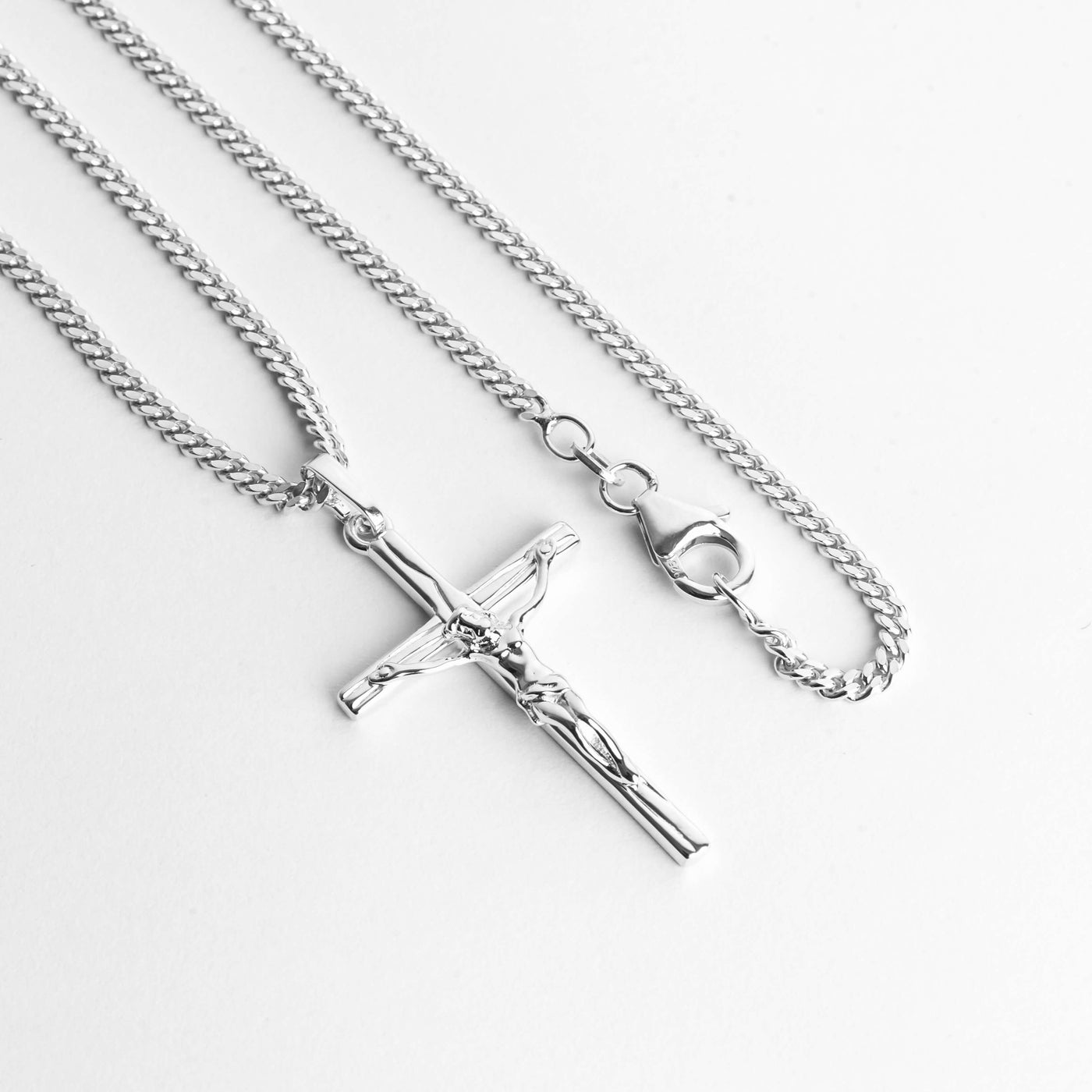 CROSS BODY NECKLACE 925 SILVER RHODIUM PLATED