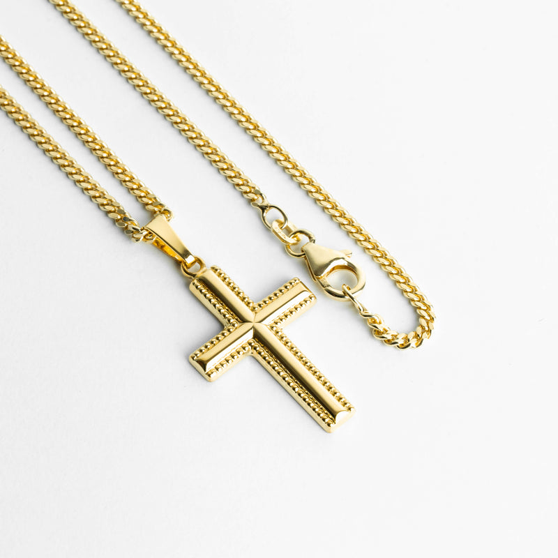 CROSS NECKLACE 925 SILVER 18 CARAT GOLD PLATED