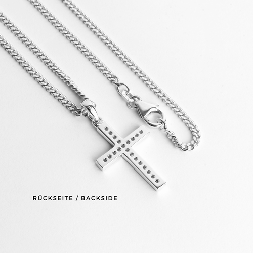 CROSS NECKLACE ICED OUT 925 SILVER RHODIUM PLATED
