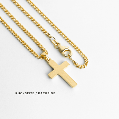 CROSS NECKLACE FROSTED 925 SILVER 18 KARAT GOLD PLATED
