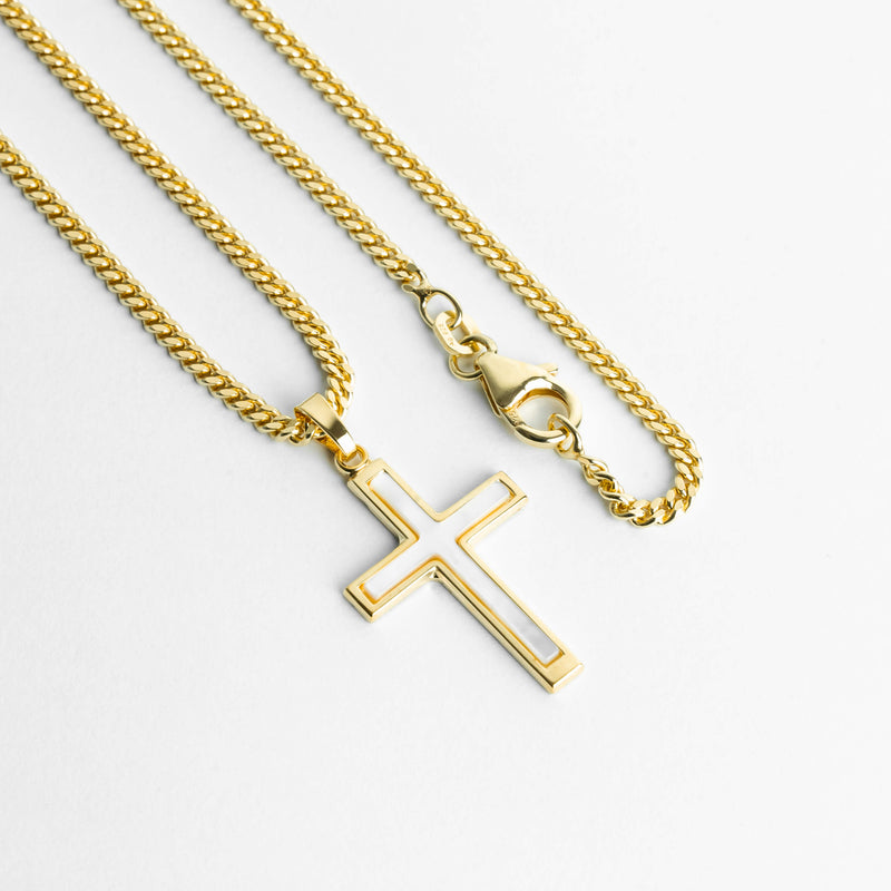 CROSS NECKLACE MOTHER OF PEARL 925 SILVER 18 KARAT GOLD PLATED