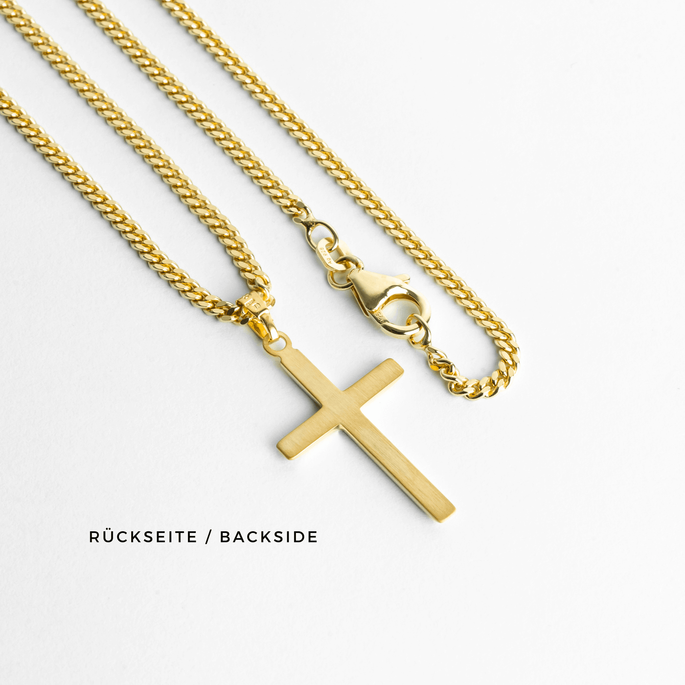 CROSS NECKLACE 925 SILVER 18 CARAT GOLD PLATED