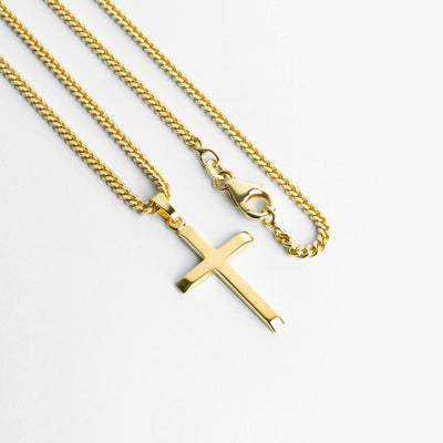 CROSS NECKLACE 925 SILVER 18 KARAT GOLD PLATED