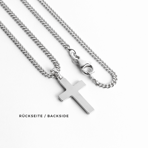 CROSS NECKLACE POLISHED 925 SILVER RHODIUM PLATED