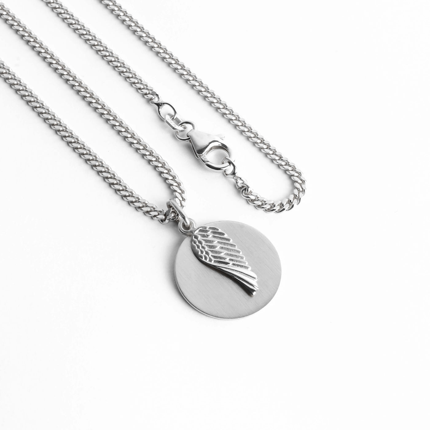WING ENGRAVING PLATE NECKLACE 925 SILVER RHODIUM PLATED