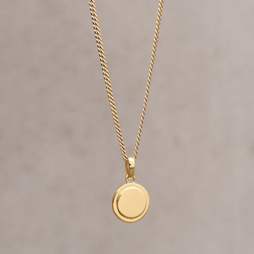 ENGRAVING PLATE COIN NECKLACE 925 SILVER 18 KARAT GOLD PLATED - IDENTIM®