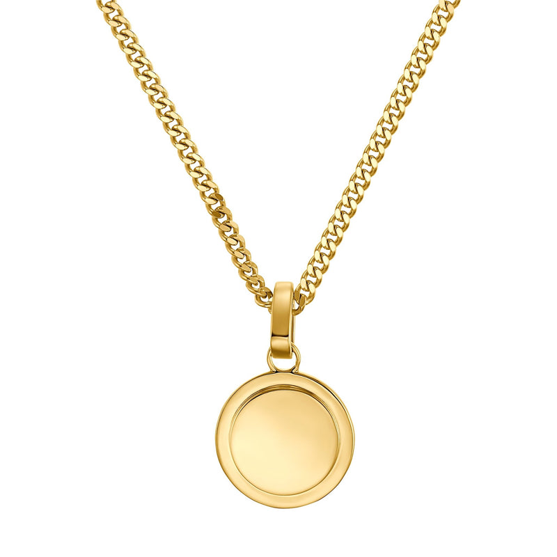 ENGRAVING PLATE COIN NECKLACE 925 SILVER 18 KARAT GOLD PLATED