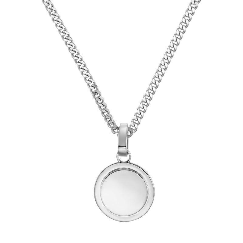 ENGRAVING PLATE COIN NECKLACE 925 SILVER RHODIUM PLATED