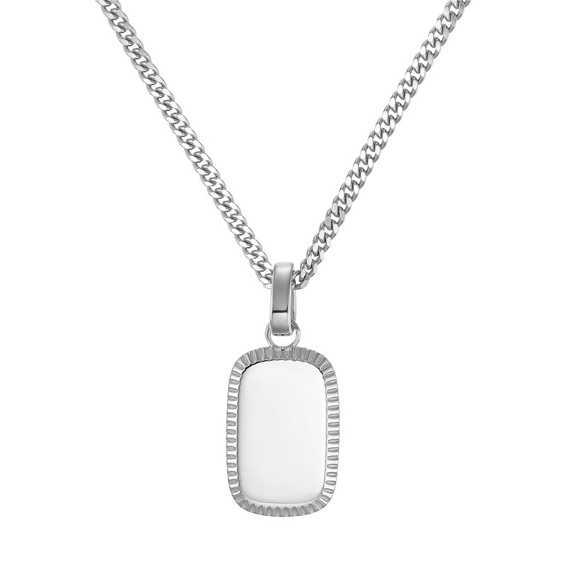 ENGRAVING PLATE NECKLACE 925 SILVER RHODIUM PLATED
