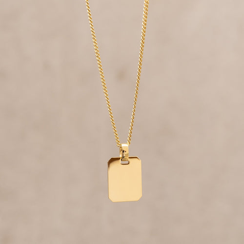 ENGRAVED PLATE OCTAGON NECKLACE 333 GOLD - IDENTIM®