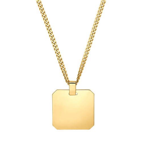ENGRAVING PLATE OCTAGON NECKLACE 925 SILVER 18K GOLD PLATED - IDENTIM®