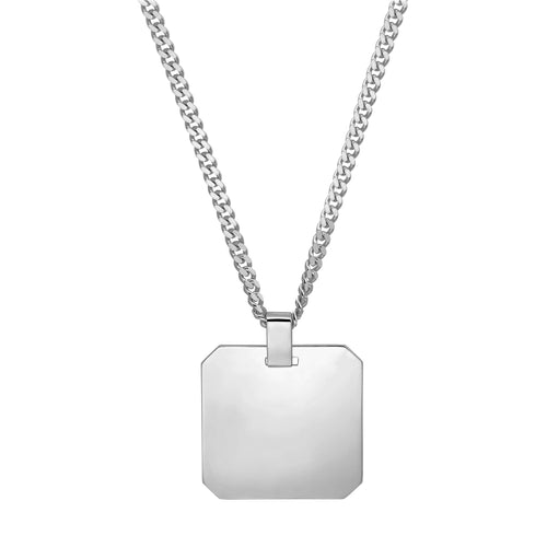 ENGRAVING PLATE OCTAGON NECKLACE 925 SILVER RHODIUM PLATED - IDENTIM®