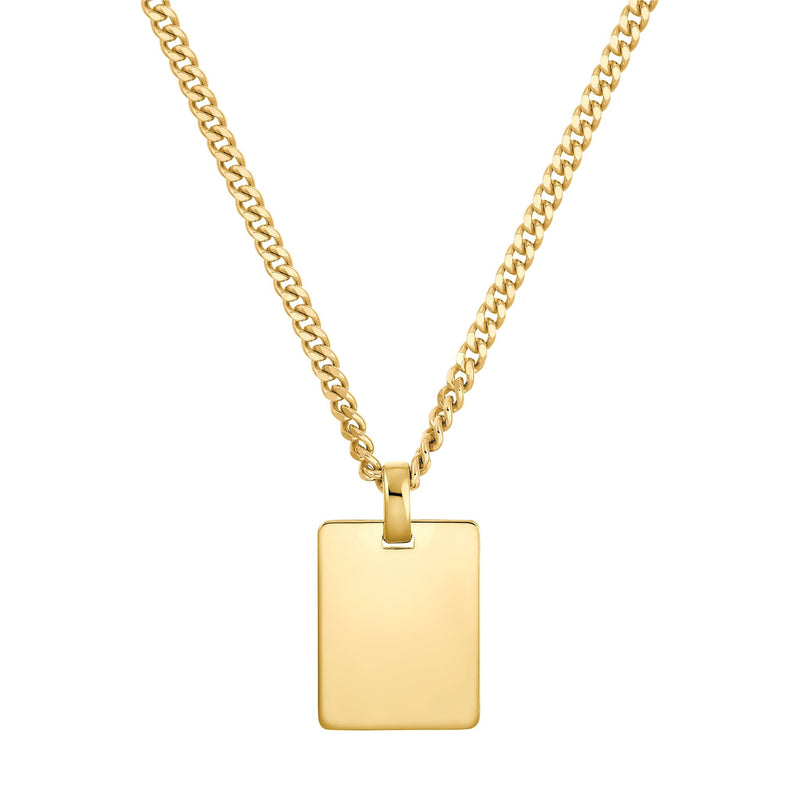 ENGRAVING PLATE RECTANGLE NECKLACE 925 SILVER 18 KARAT GOLD PLATED