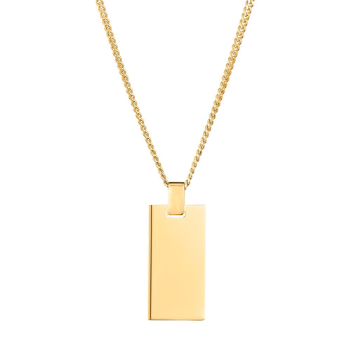 ENGRAVING PLATE RECTANGLE NECKLACE 925 SILVER 18 KARAT GOLD PLATED - IDENTIM®