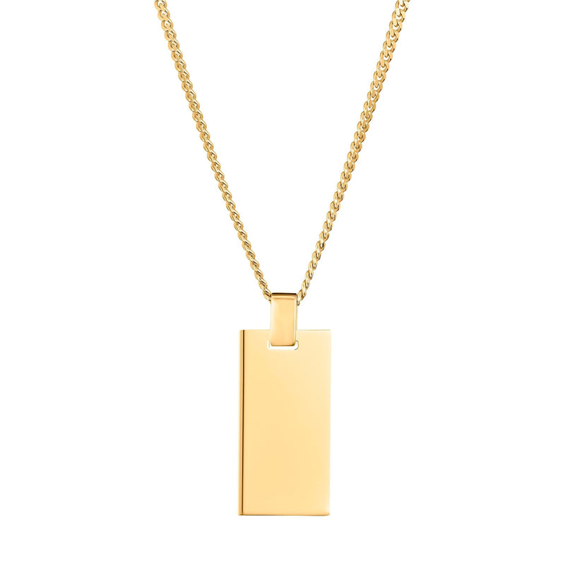 ENGRAVING PLATE RECTANGLE NECKLACE 925 SILVER 18 KARAT GOLD PLATED