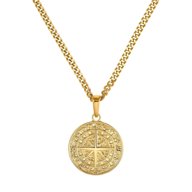 COMPASS NECKLACE 925 SILVER 18 KARAT GOLD PLATED