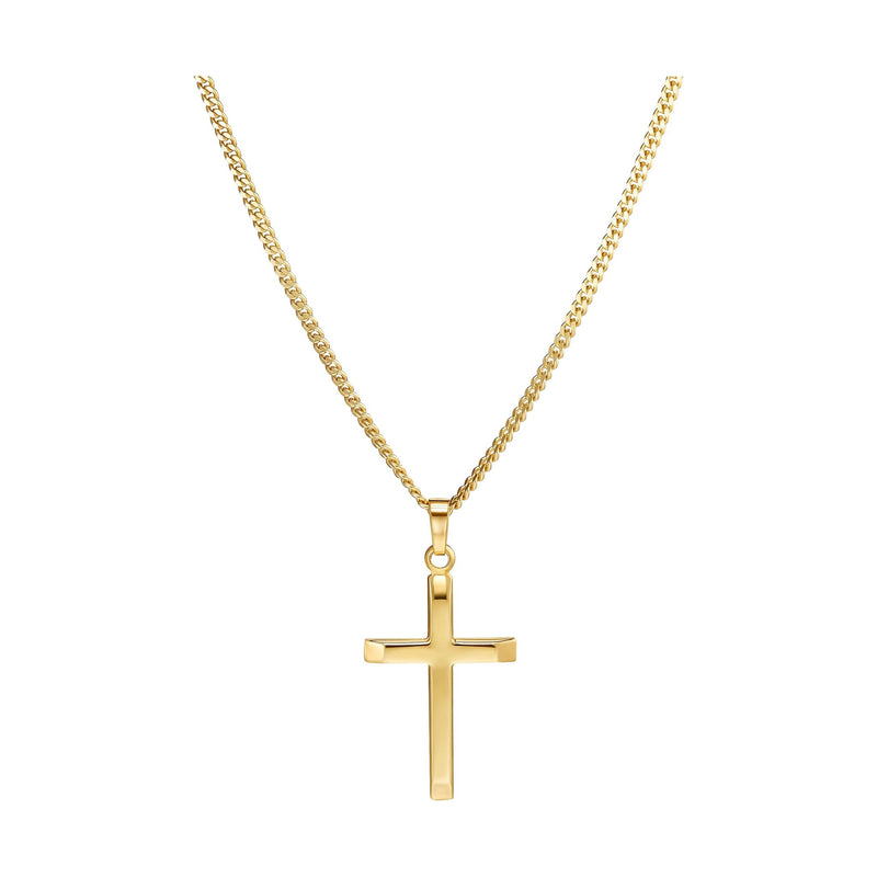 CROSS FACETED NECKLACE 585 GOLD