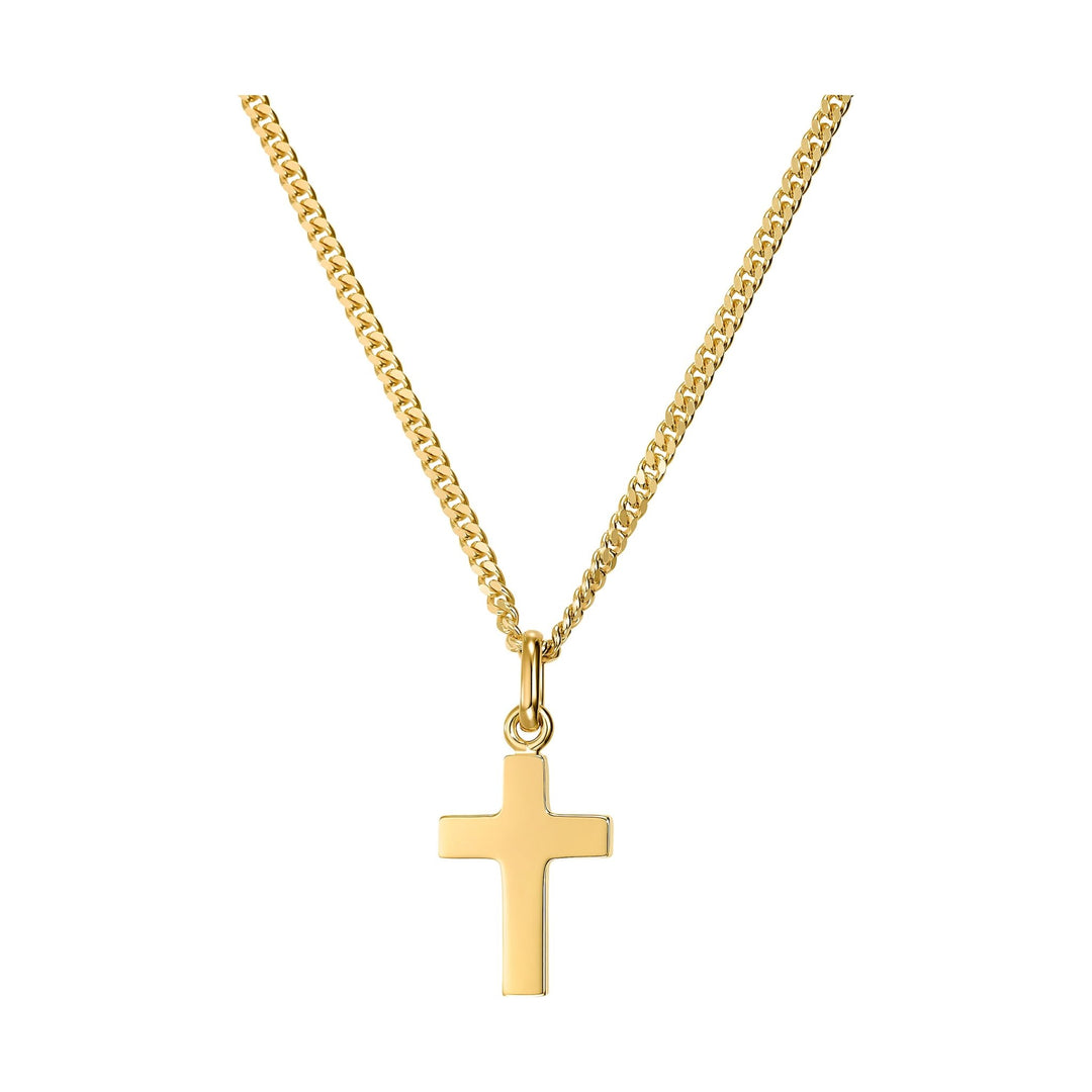 Gold cross pendant and chain discount