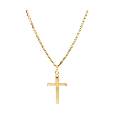 CROSS NECKLACE 925 SILVER 18 KARAT GOLD PLATED - IDENTIM®