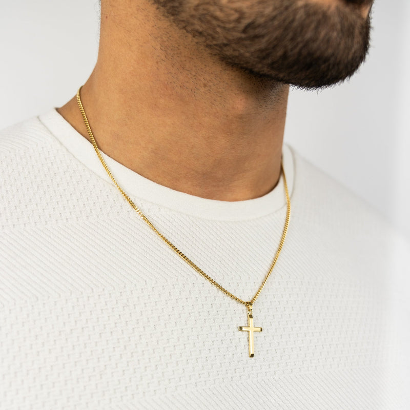 CROSS NECKLACE 925 SILVER 18 KARAT GOLD PLATED